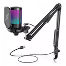 Microfone Gamer Fifine SuperFrame Edition SFM1 RGB USB Black Com Braço Articulado